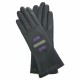 Gants en cuir d'agneau noir, charcoal améthyste "EXAGONE"