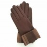 Leather gloves of lamb brown and sand "UCARA"