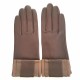 Gants en cuir d'agneau marron et sable "UCARA"