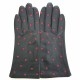 Gants en cuir d'agneau, noir et rouge "COCCINELLE".