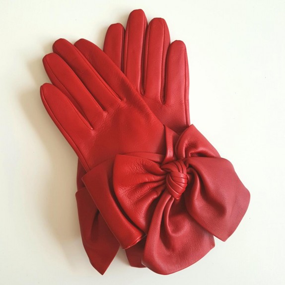 Gants en cuir d'agneau rouge "PALOMA".