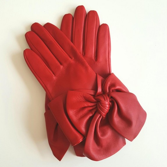 Leather Gloves of lamb red "PALOMA".