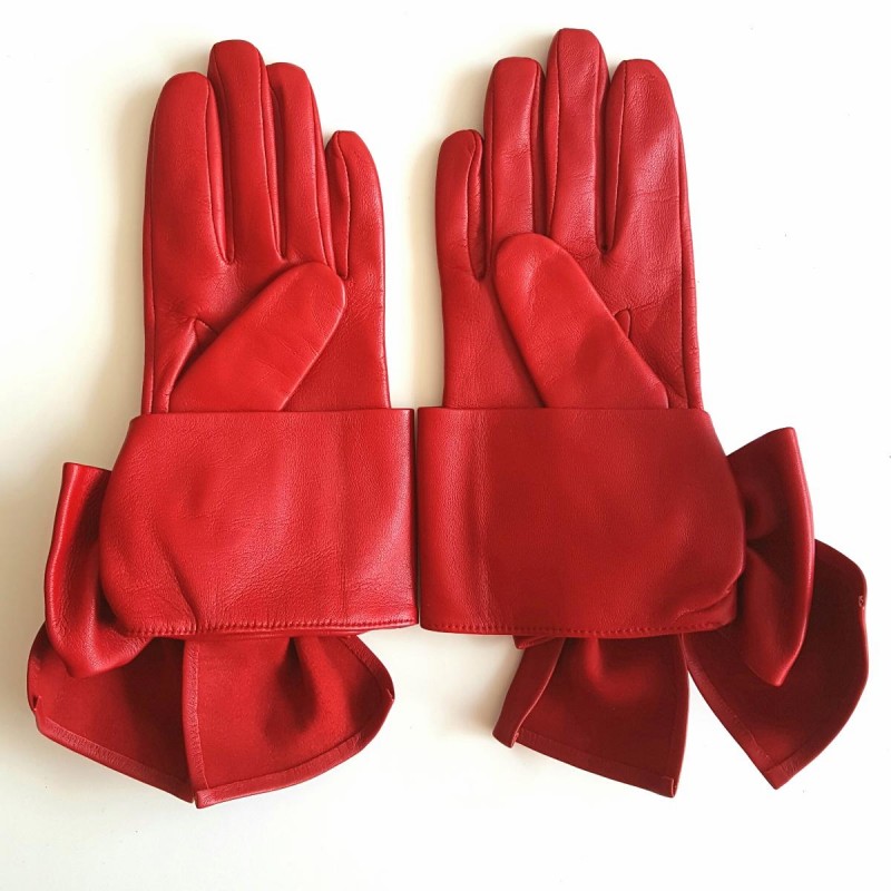 Gants à volants en Latex rouge, garniture de poignet court, cinq doigts,  gant d'opéra, mitaines en caoutchouc, grande taille St-005