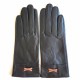 Gants en Cuir d'agneau, noir sable, "ANEMONE".