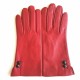 Gants en cuir d'agneau, rouge et noir "CLEMENTINE"