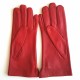 Gants en cuir d'agneau, rouge et noir "CLEMENTINE"