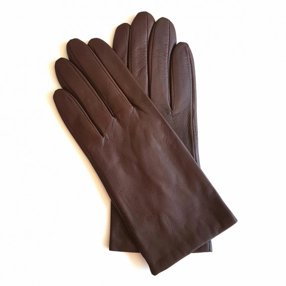 Leather gloves of lamb tobacco "CAPUCINE"