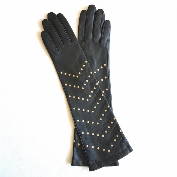 Leather gloves of lamb black and gold " EMMA".