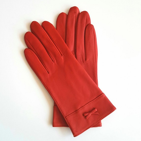 Leather gloves of lamb orange "ANEMONE"