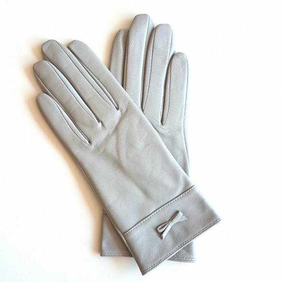 Gants en Cuir d'agneau gris clair "ANEMONE".