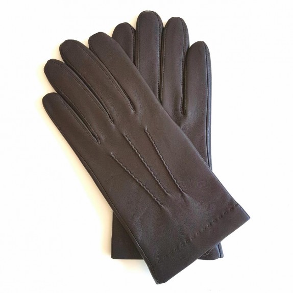 Gants en cuir d'agneau marron "HENRI".