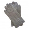Leather gloves lamb grey and amethyst "GEORGES".