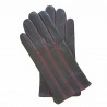 Gants en cuir d'agneau gris et fuchsia "GEORGES".