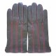 Gants en cuir d'agneau gris, fuschia "GEORGES"