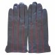 Gants en cuir d'agneau noir et rouge "GEORGES"