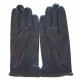 Gants en cuir d'agneau noir et rouge "GEORGES"