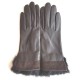 Gants en cuir d'agneau et fourrure en lapin marron "STEPPE"