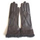 Gants en cuir d'agneau et fourrure en lapin marron "STEPPE"