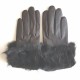 Gants en cuir d'agneau et fourrure en lapin marron "STEPPE"