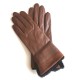 Gants en cuir d'agneau et fourrure lapin, chocolat "STEPPE"