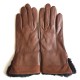 Gants en cuir d'agneau et fourrure lapin, chocolat "STEPPE"