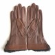 Gants en cuir d'agneau et fourrure lapin, chocolat "STEPPE"