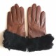 Gants en cuir d'agneau et fourrure lapin, chocolat "STEPPE"