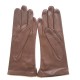 Gants en cuir d'agneau chocolat et sable "CLEMENTINE"