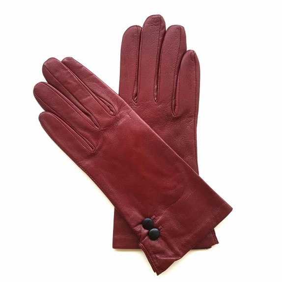 Leather gloves of lamb maroon, black "CLEMENTINE"