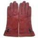 Gants en cuir d'agneau bordeaux, noir "CLEMENTINE"