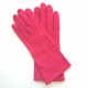 Gants en cuir chèvre velours, fuschia, "COLINE".