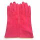 Gants en cuir chèvre velours, fuschia, "COLINE".