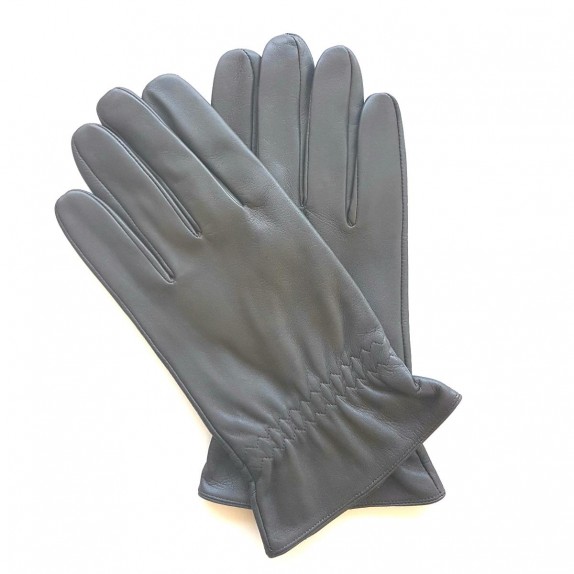 Leather gloves of lamb grey "MILO"