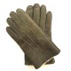 Gants en cuir d'agneau lainé olive "JIVAGO"