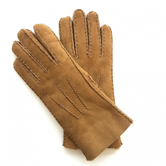 Gants en cuir d'agneau lainé poil de chameau "JIVAGO".