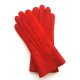 Leather gloves of shearling red "ANASTASIA"