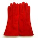 Leather gloves of shearling red "ANASTASIA"