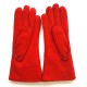 Leather gloves of shearling red "ANASTASIA"