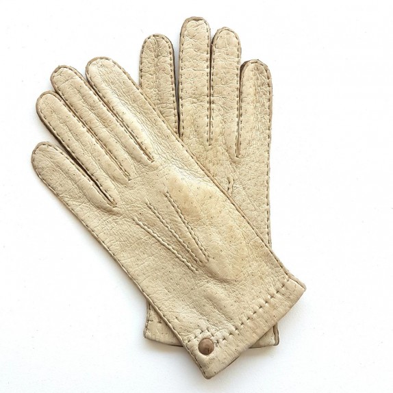 Gants en cuir de pécari otmeal et kapuzin "PERNILLE".