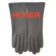 Gants en cuir d'agneau gris et orange "HIVER"