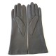 Leather gloves of lamb grey and orange "HIVER"