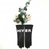 Leather gloves of lamb black and white " HIVER ".