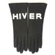 Leather gloves of lamb black and white " HIVER ".