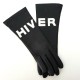Leather gloves of lamb black and white " HIVER ".