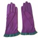 Leather gloves of lamb améthyst and green "CASSIA".
