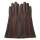 Leather gloves of lamb brown and orange "AÏNA".