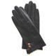 Gants en cuir d'agneau noir et sable "CLEMENTINE".