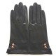 Leather gloves of lamb black and sand "CLEMENTINE".