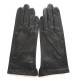 Gants en cuir d'agneau noir et sable "CLEMENTINE".