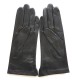 Leather gloves of lamb black and sand "CLEMENTINE".
